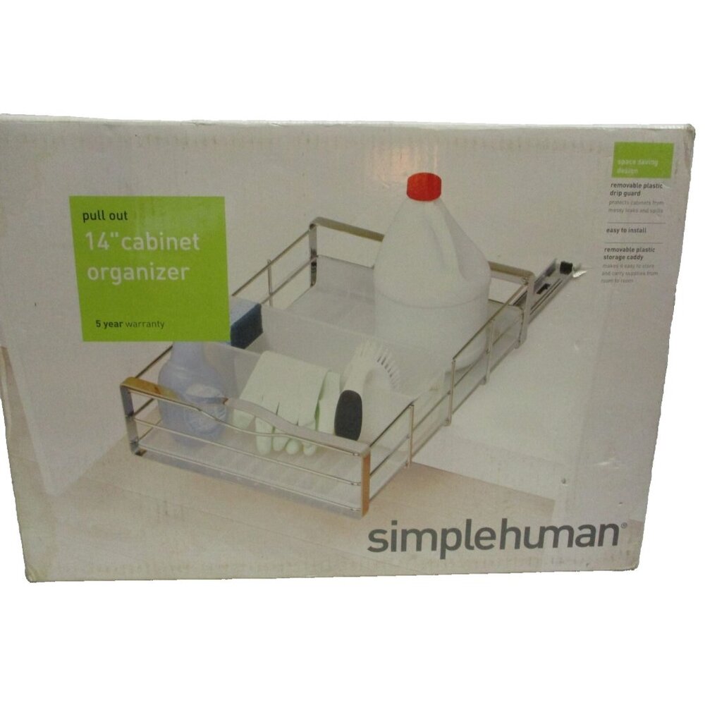 Simplehuman Chrome 14" Pull 0ut  Cabinet Organizer Model KT-1048 Comercial Grade